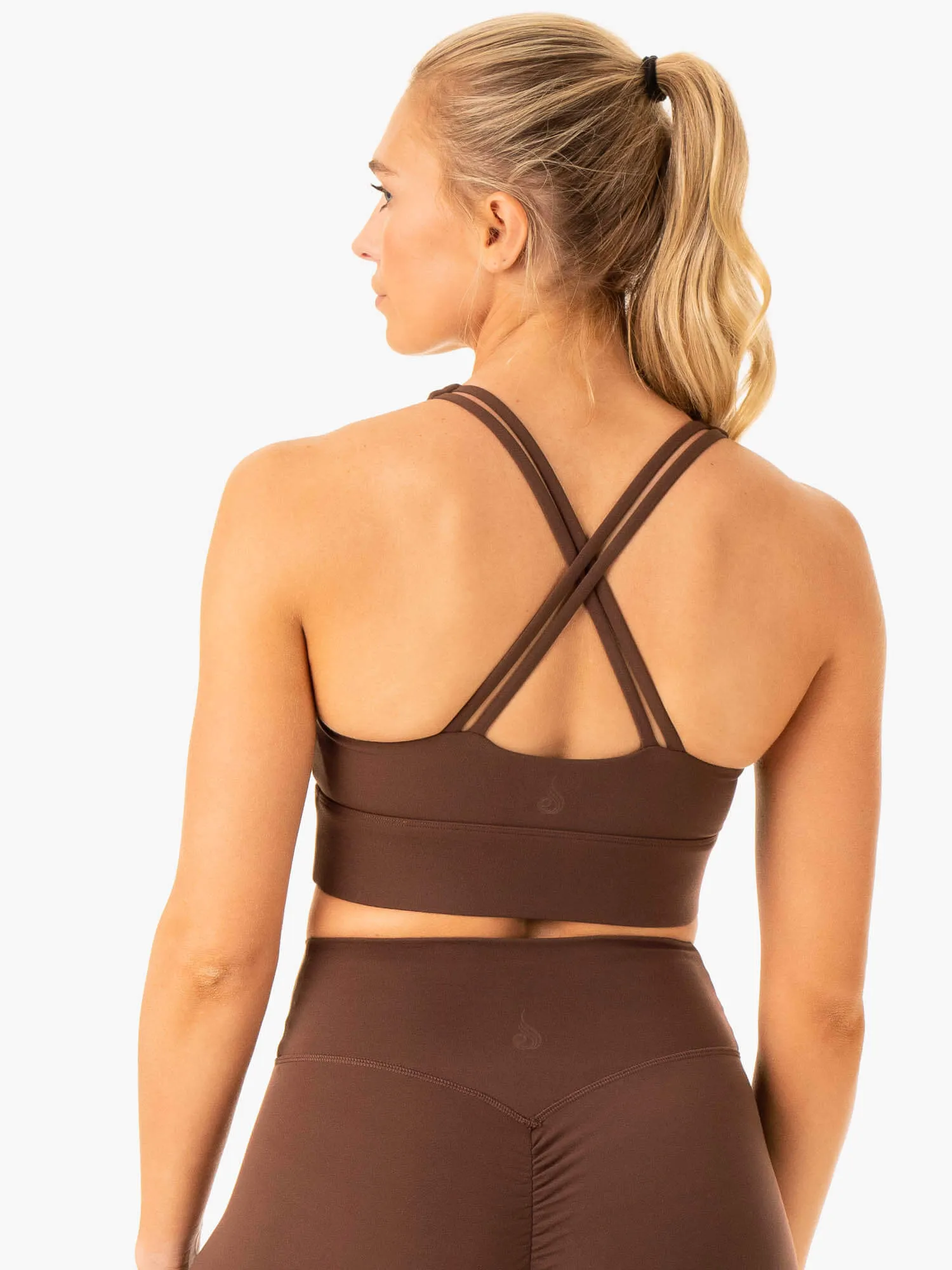 Scoop neck Flow Square Neck Sports Bra - Chocolate