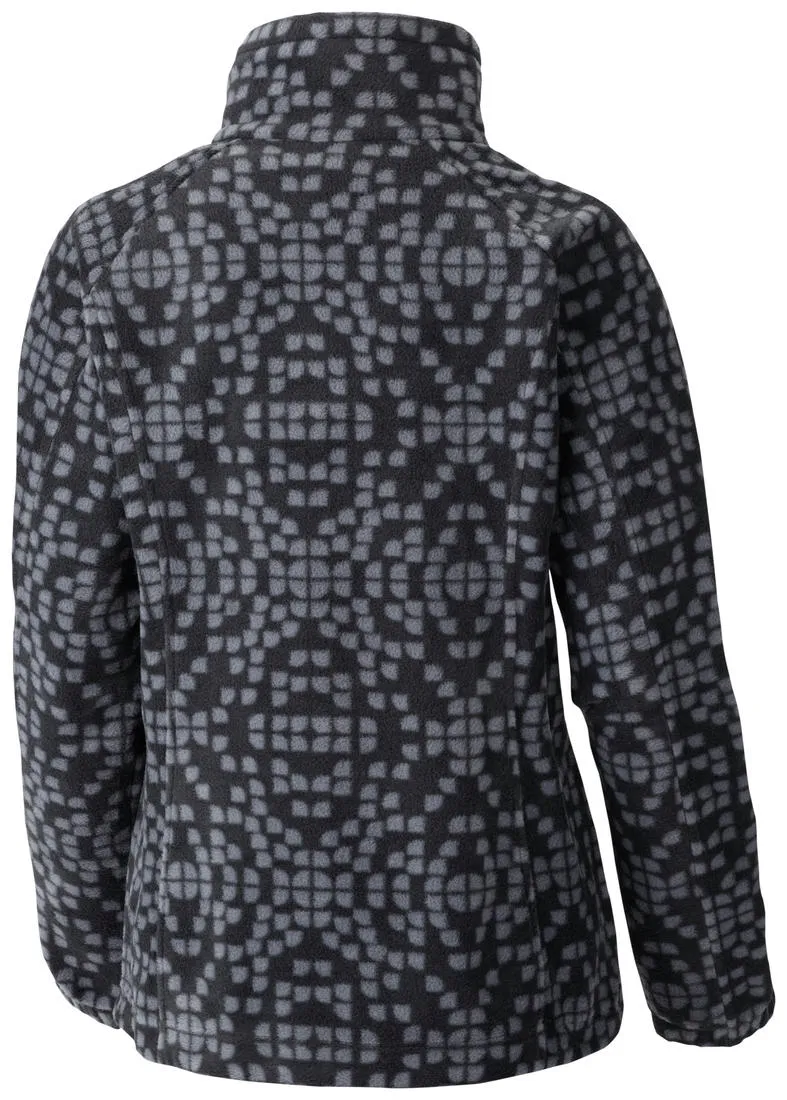 Columbia Women Black Benton Springs Print Full Zip Luxury Essential Comfort
