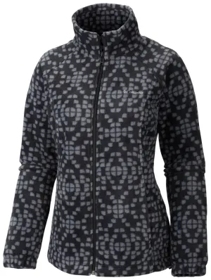 Columbia Women Black Benton Springs Print Full Zip Modern Fit Comfort Shield