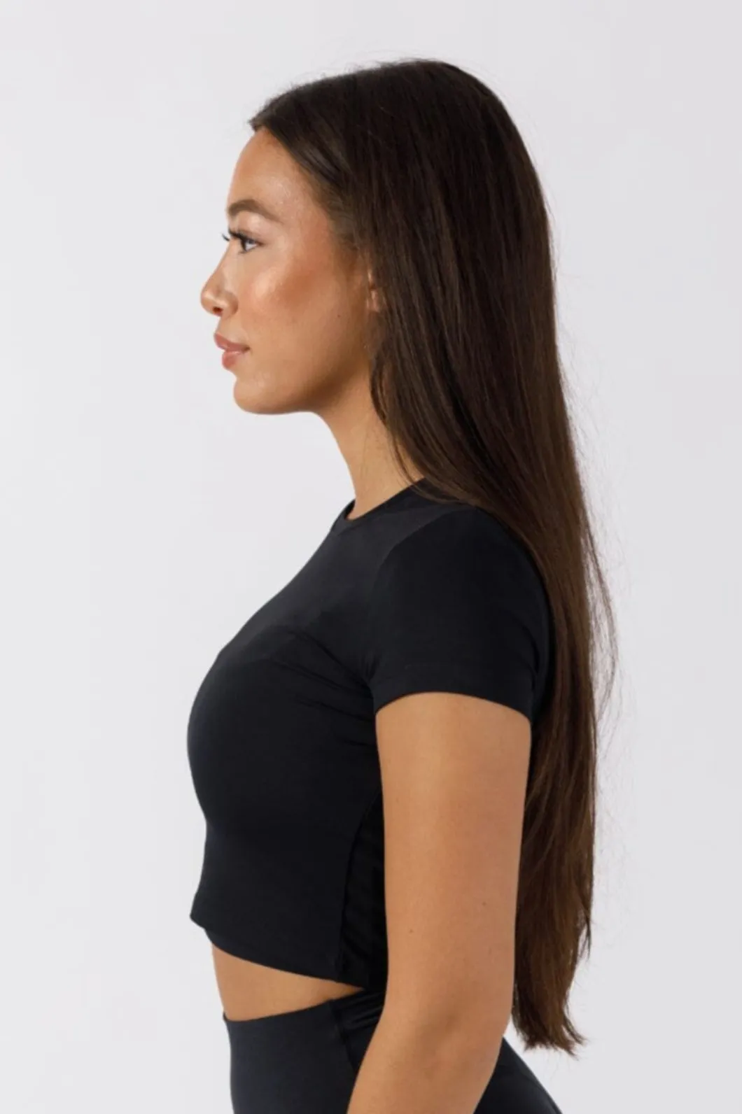 Cozy And Stylish Fresh Vibes RecStretch Short Sleeve Crop Black