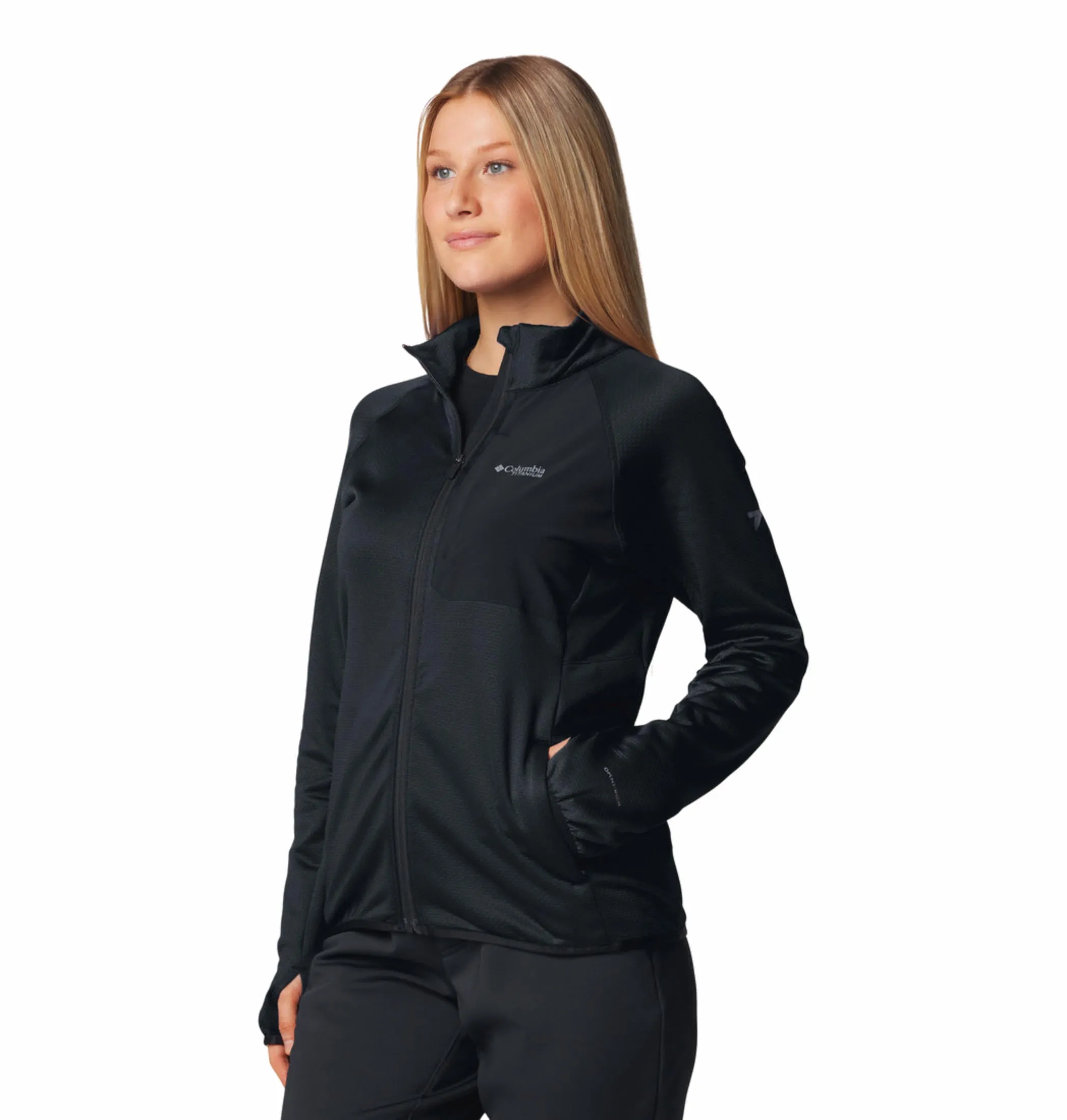 Columbia Women Black Triple Canyon Grid Fleece FZ Layer Option