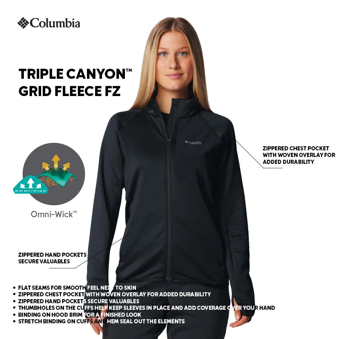 Columbia Women Black Triple Canyon Grid Fleece FZ Option Winter Style