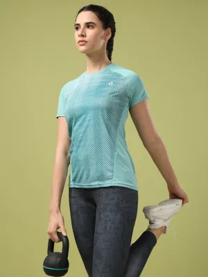 Smooth Flatlock Stitching Women Abstract Print Slim Fit Crew Neck T-shirt with TECHNO COOL 