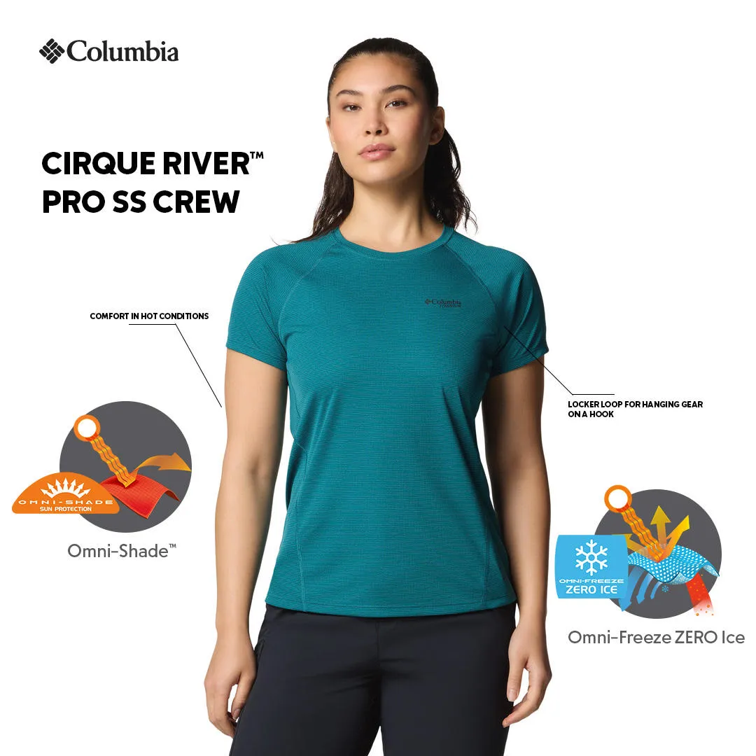 contrast Airflow Mesh Panels Columbia Women Blue Cirque River Pro SS Crew