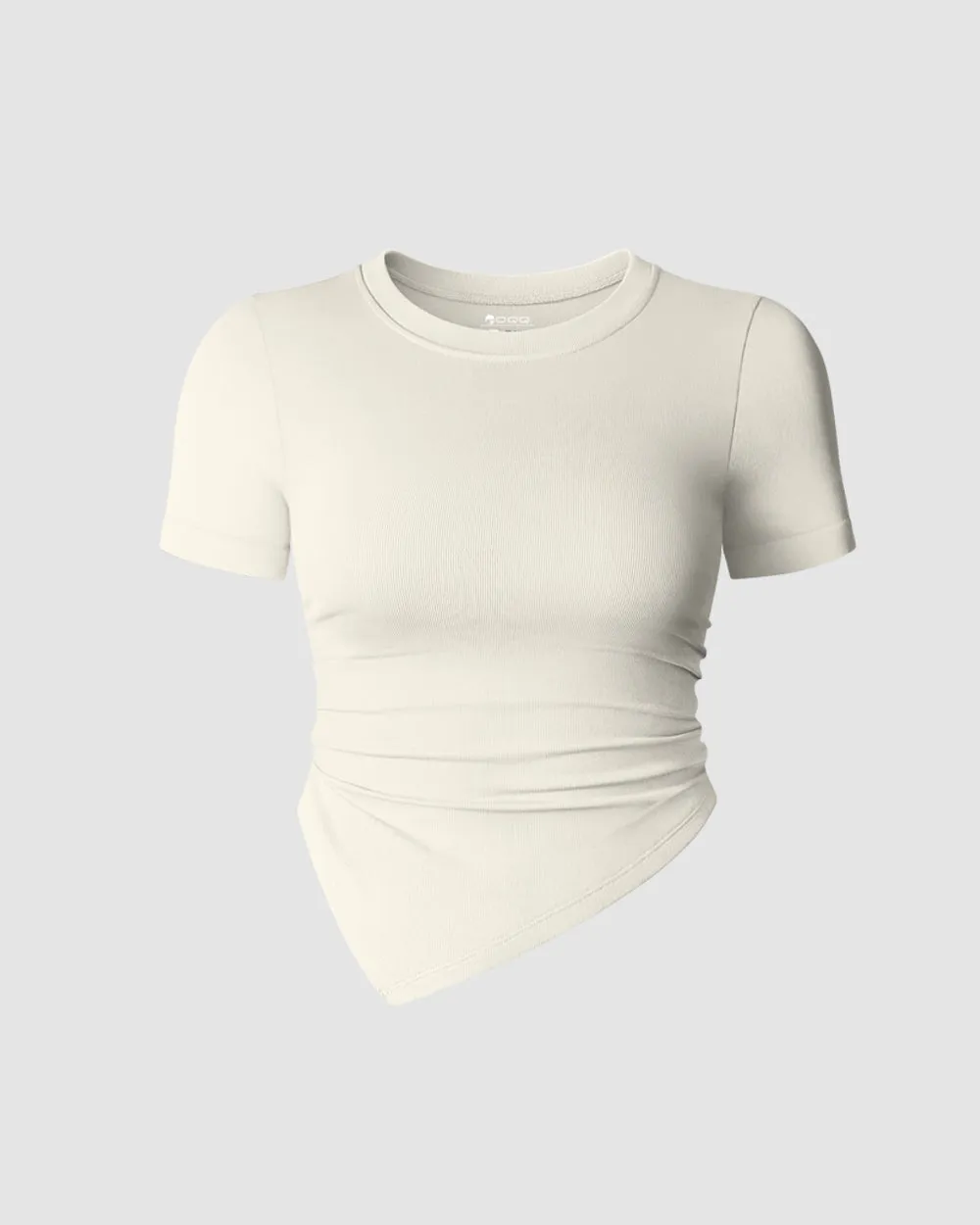 Short Sleeve Crew Neck Ruched Tee Shirts Versatile Style MoistureControlFibers