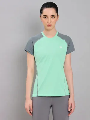 Women Colorblock Slim Fit Crew Neck T-shirt with TECHNO COOL  Simple yet stylish Fit for Everyone