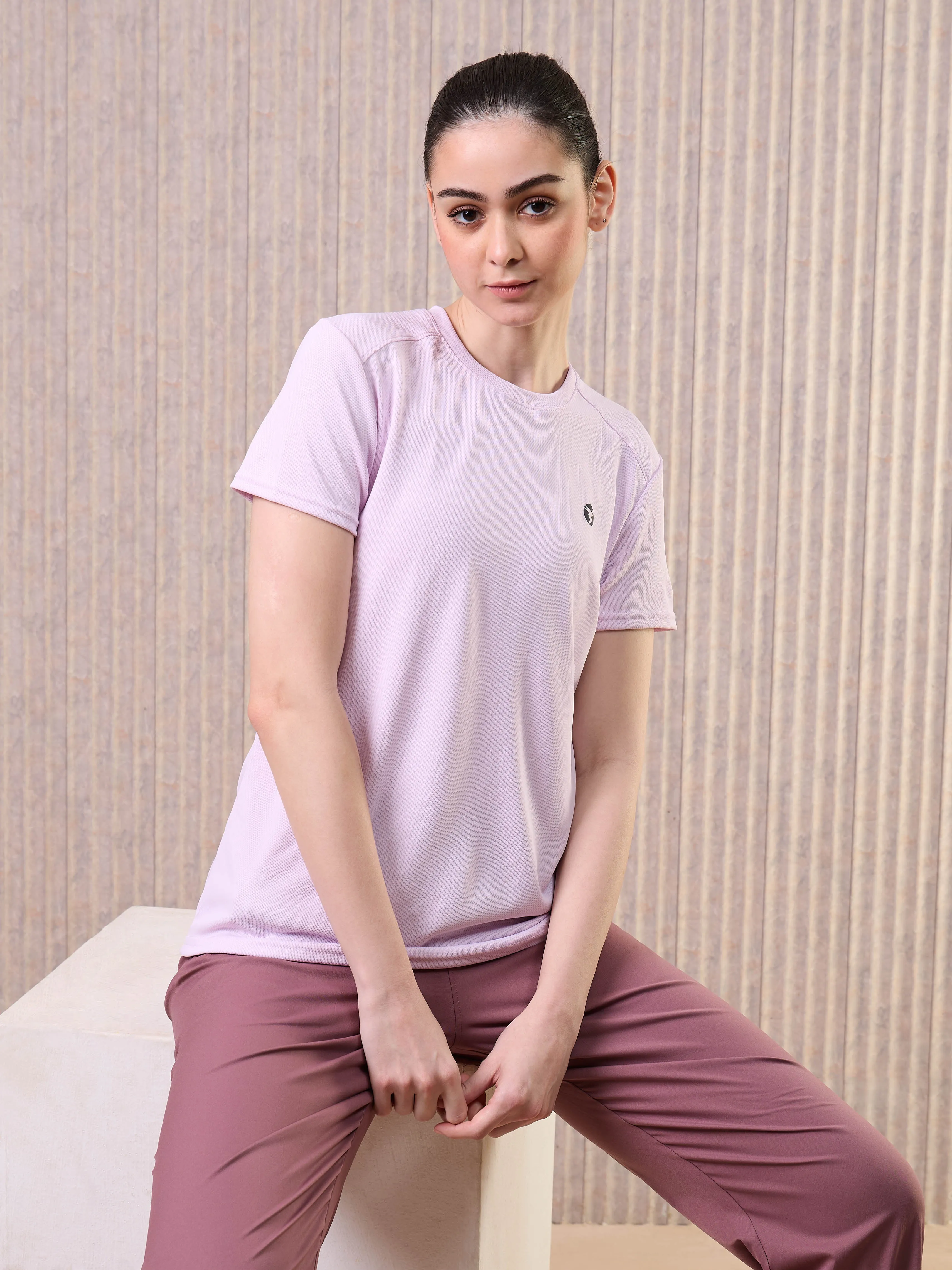 Daily Fashion Women Solid Slim Fit Crew Neck T-shirt with TECHNO COOL