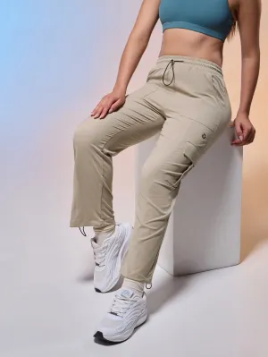 Women Solid Slim Fit Sports Cargo Trackpants with TS FLEXI Performance Wear Active Comfort Support
