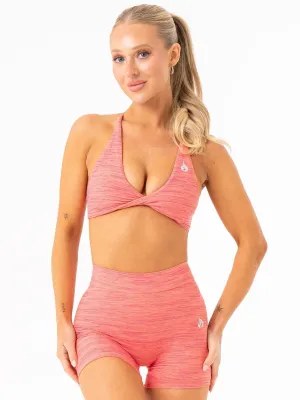 Minimalist NKD Twist Sports Bra - Coral Marl