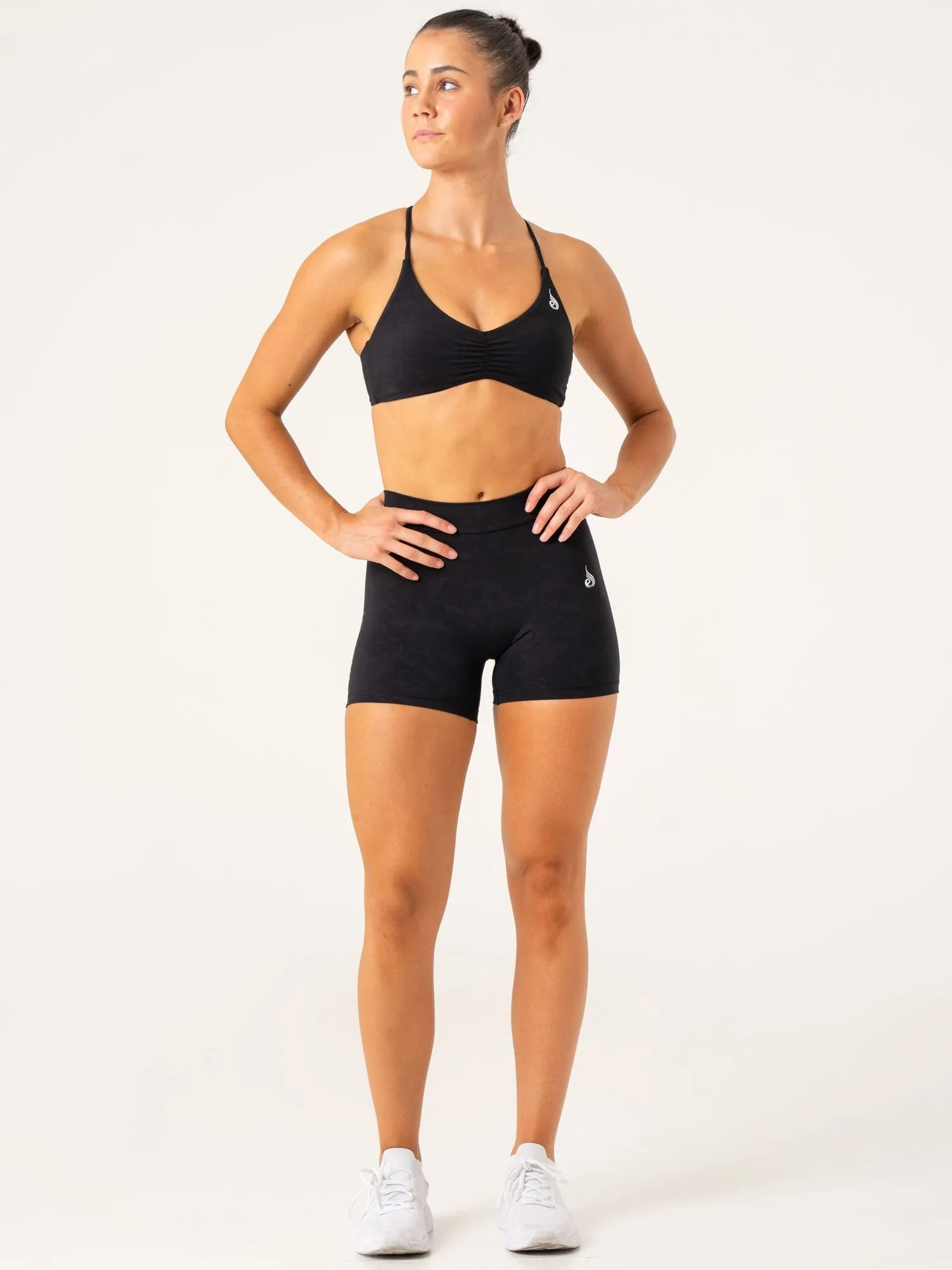 High-quality Durable Reinforced Edges NKD Stonewash Sports Bra - Black Stonewash