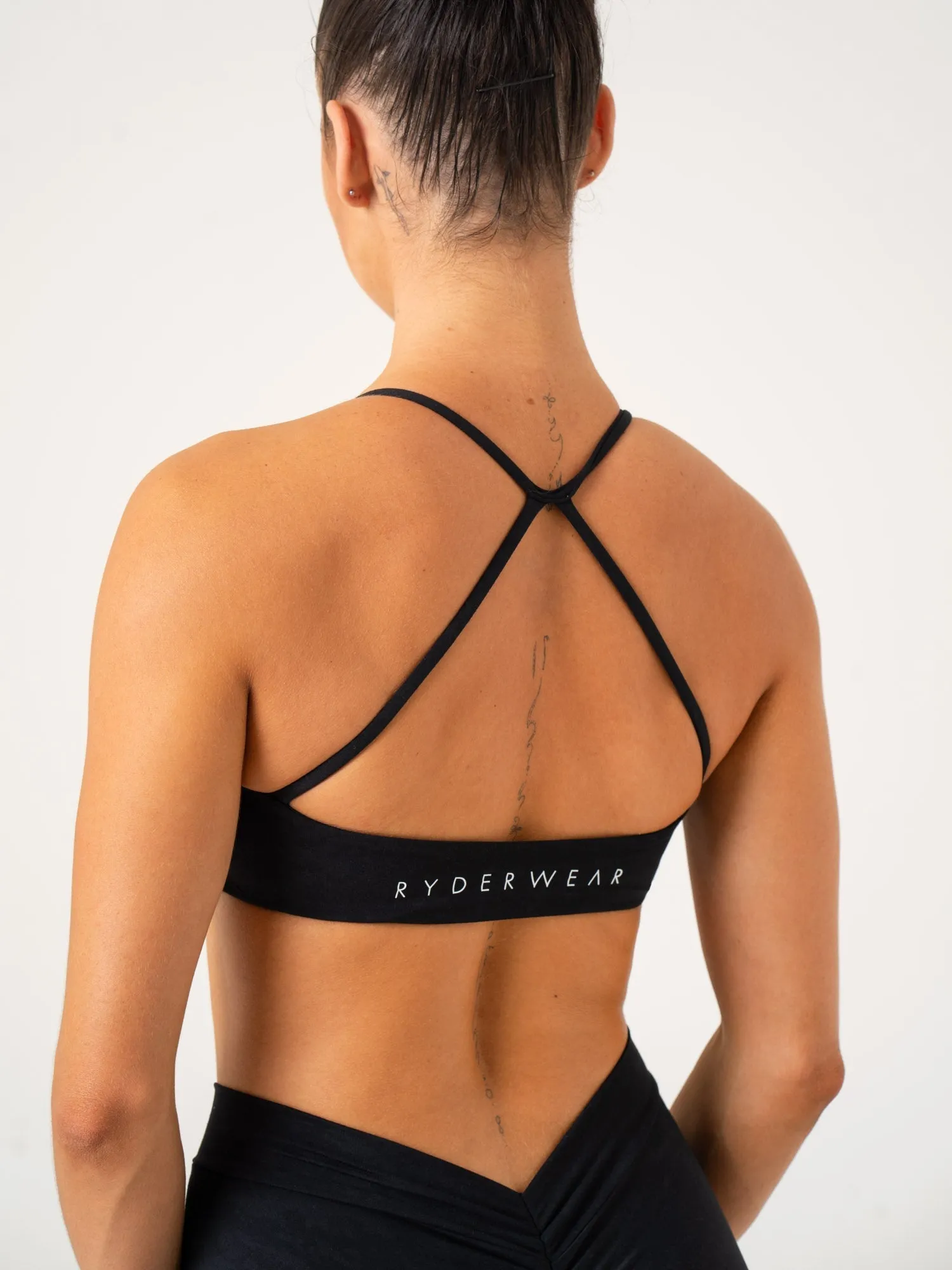 Long fit NKD Stonewash Sports Bra - Black Stonewash