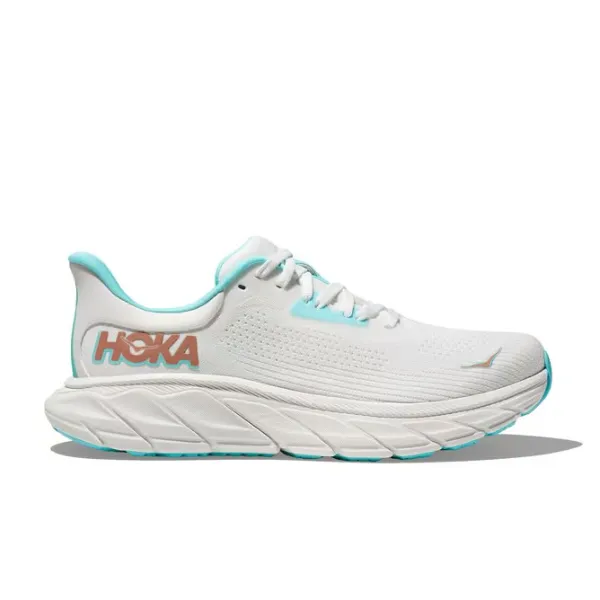 HOKA Women's Arahi 7 (Medium Width) White/Gold Rollbar Stabilizer LightweightMaterial