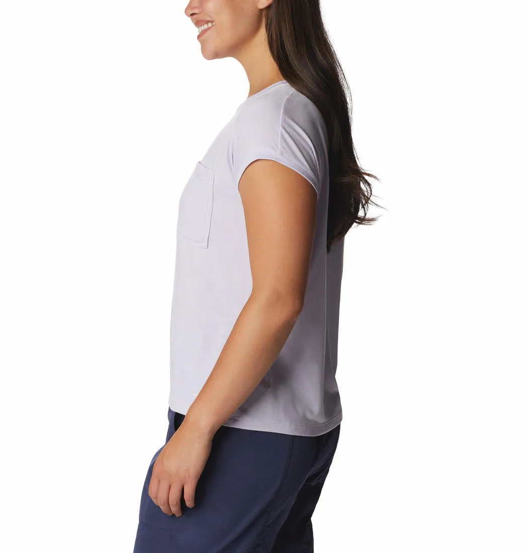 Columbia Women Purple Boundless Trek Short Sleeve Tee Simple Comfort Look Bold colors
