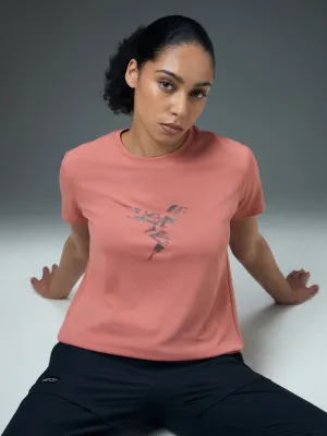 Bold and Comfortable Women Printed Regular Fit Round Neck Sports Tee with TECHNOCOOL 