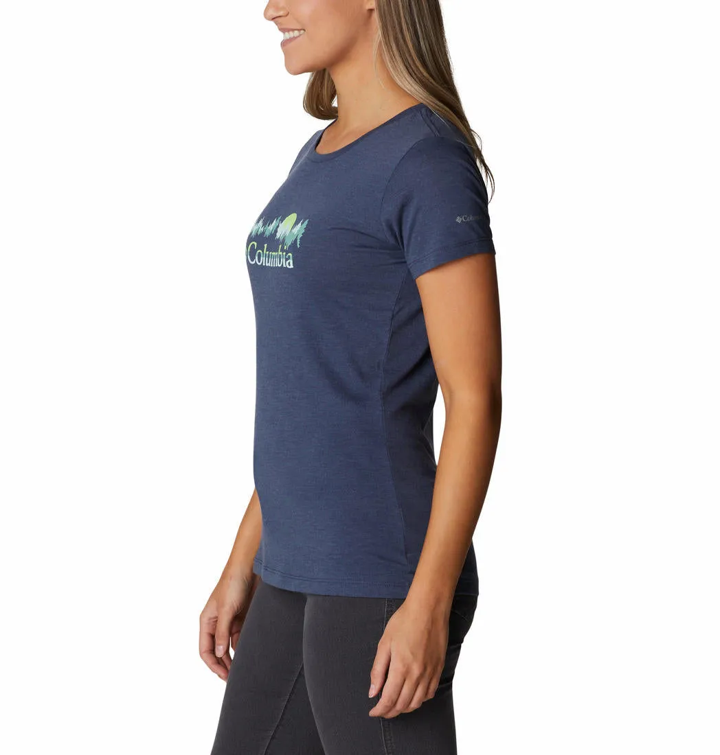 Quick Layer Fit Quality Fabric Columbia Women Blue Daisy Days SS Graphic Tee