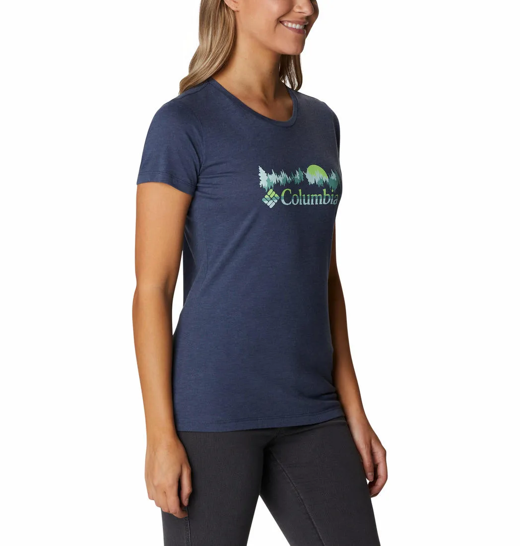 Columbia Women Blue Daisy Days SS Graphic Tee Cool Style Wrinkle Resistant