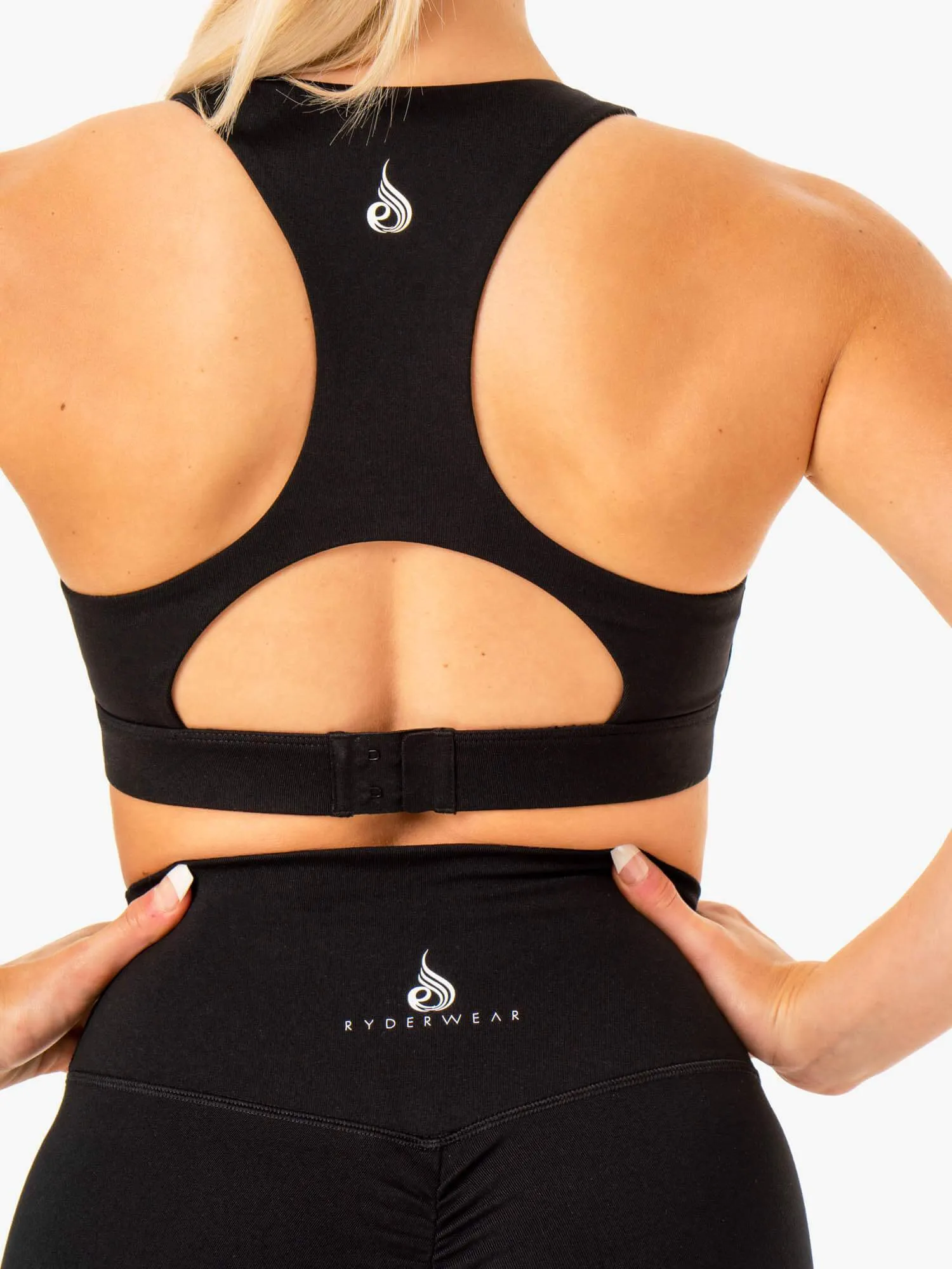 Non-Slip Fabric Knockout Racer Back Sports Bra - Black