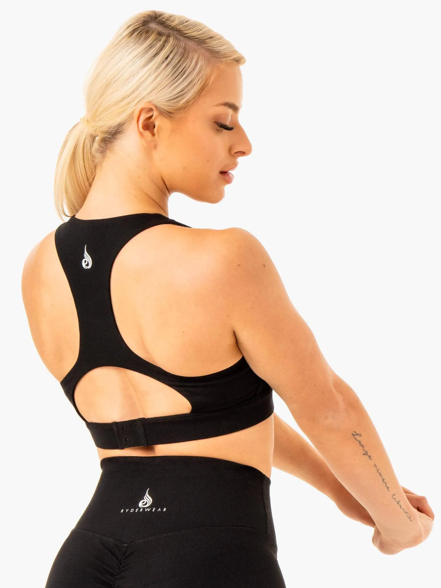 Breathable Design Purple workout gear Knockout Racer Back Sports Bra - Black