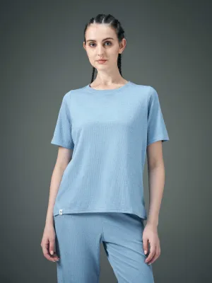 Versatile Look Women Cubic Melange Relaxed Fit Round Neck T-shirt with DOUBLE COOL