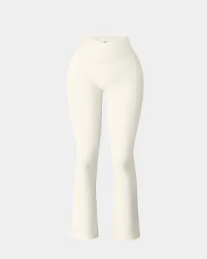 Ribbed Cross Over High Waist Lounge Pants Durable Abrasion Resistant Fabric Ultra Fit
