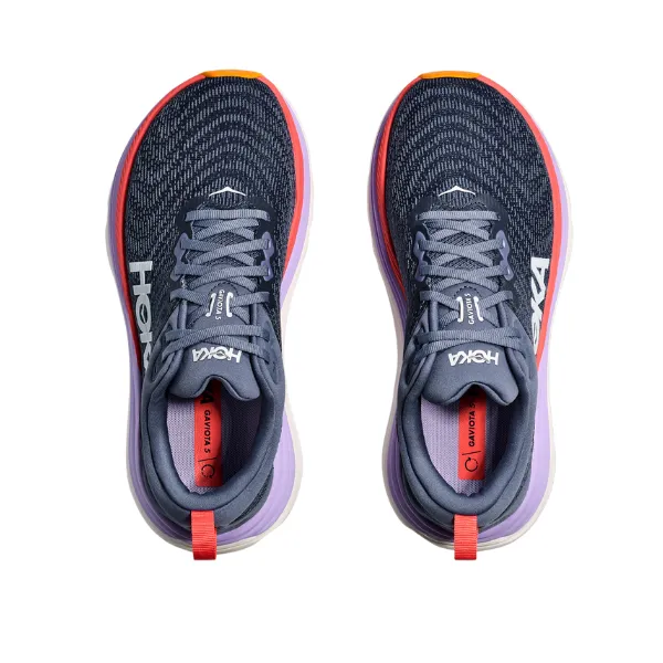 HOKA Women's Gaviota 5 Wide Anchor/Grapefruit Rest running in a tundra area shoes