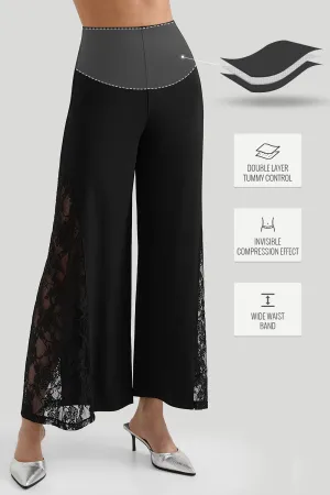 Comfort Layering Lace Wide Leg Pants With Built In Shapewear Tagless Design Pro Athlete City Walk
