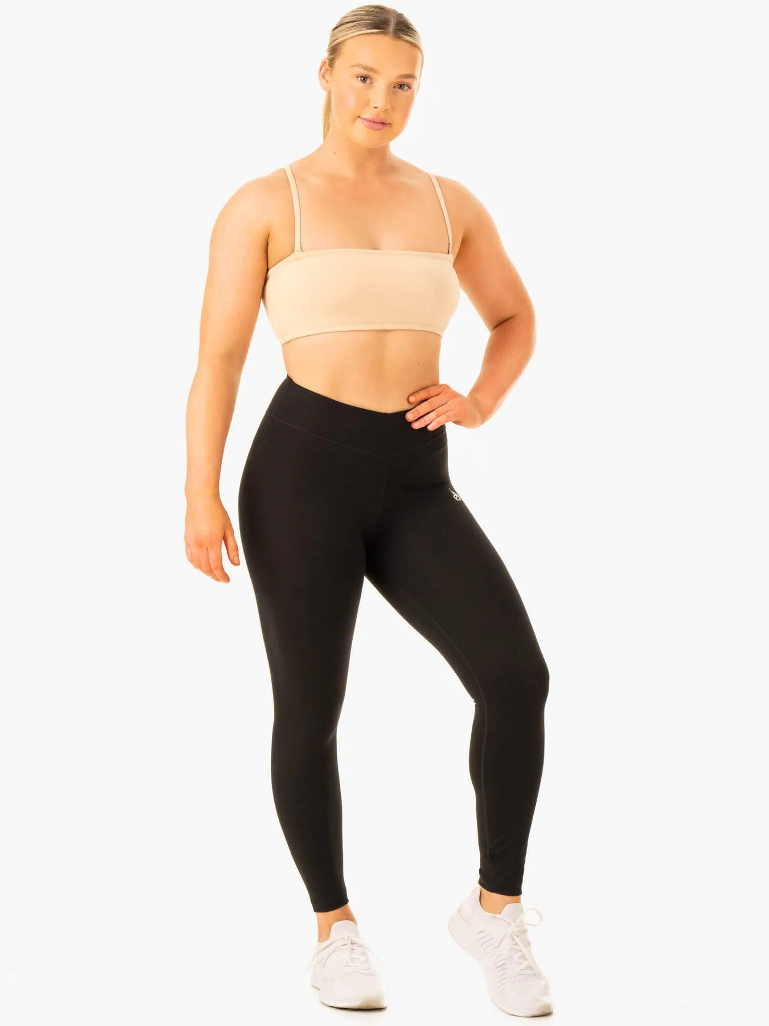 Secure Band Non-Irritating Band Convertible Bandeau Sports Bra - Sand