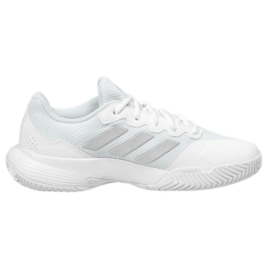 adidas Women's GameCourt 2 - Cloud White/Silver Metallic Dynamic Heel Counter