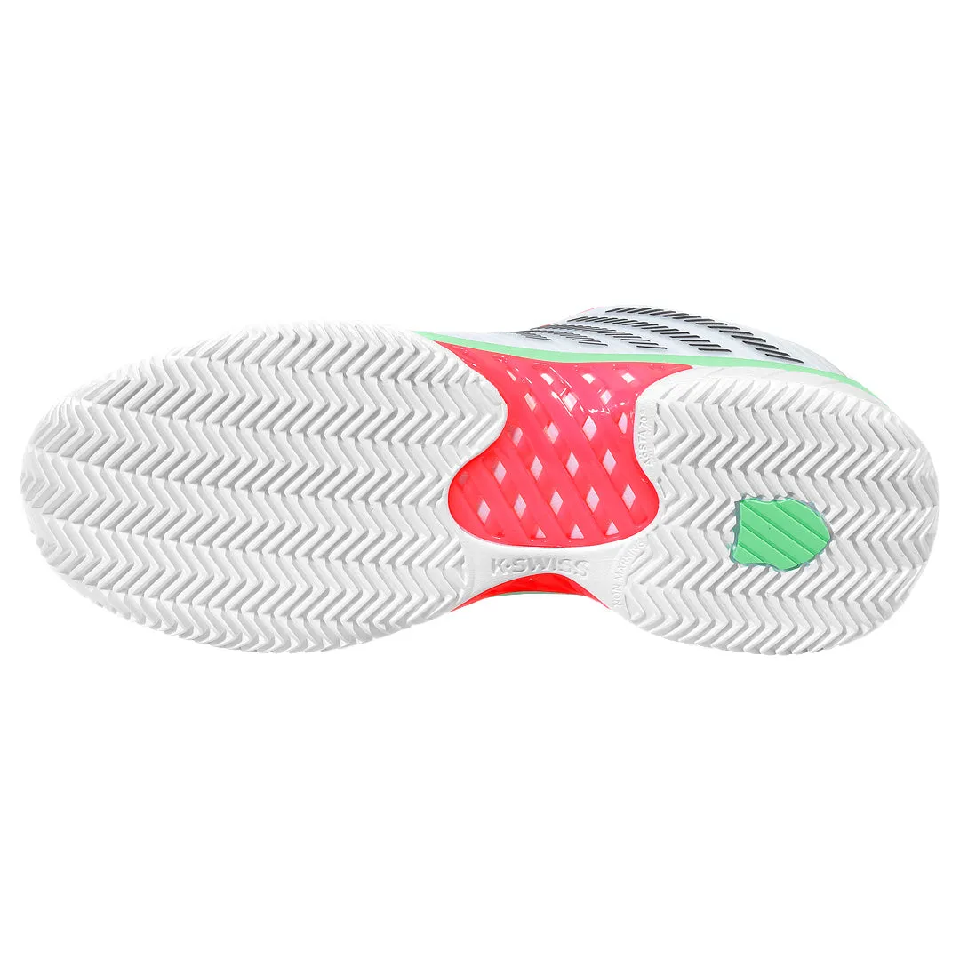 K-Swiss Women's Hypercourt Express 2 - Clay - White/Neon Pastel Pink Multi Directional Grip Odor control