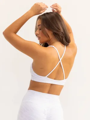 Odor Resistant Fabric Gym-goers Activate Scoop Neck Sports Bra - Snow Grey Marl