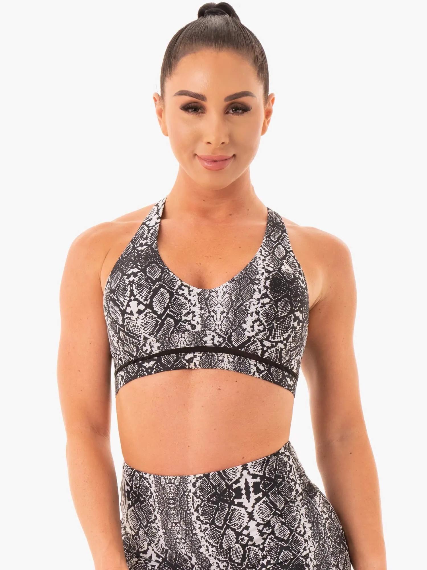 NEM X RW Sports Bra - White Snake Underwear Decorative seams