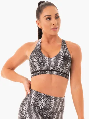 NEM X RW Sports Bra - White Snake Breathable Support Elastic cuffs