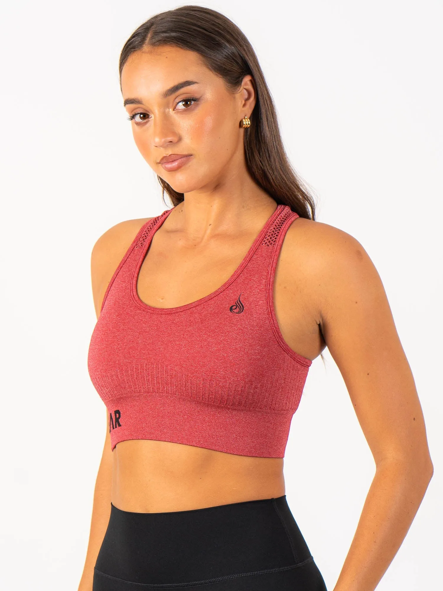 Minimalist fitness clothing Breathable Cup Seamless Staples Sports Bra - Cherry Red Marl