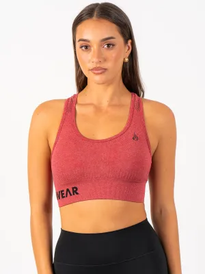 indoor exercise Thick straps seams Seamless Staples Sports Bra - Cherry Red Marl