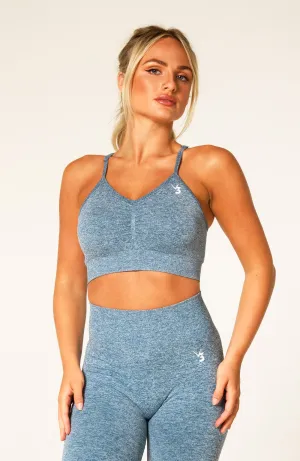 Define Seamless Scrunch Sports Bra - Blue Marl Breathable fabric