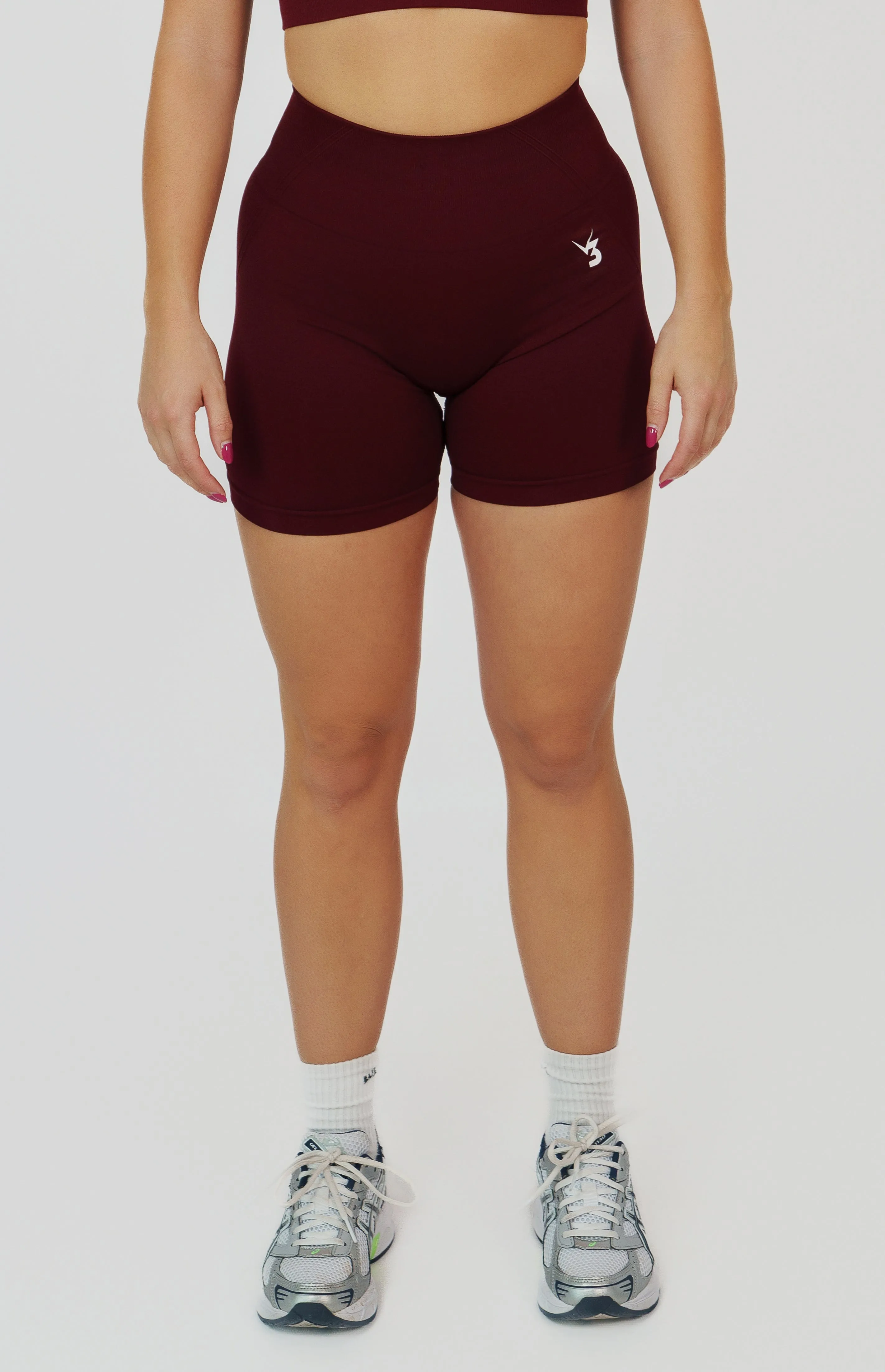 Tempo Seamless Scrunch Shorts - Pomegranate Red Double Layered Construction