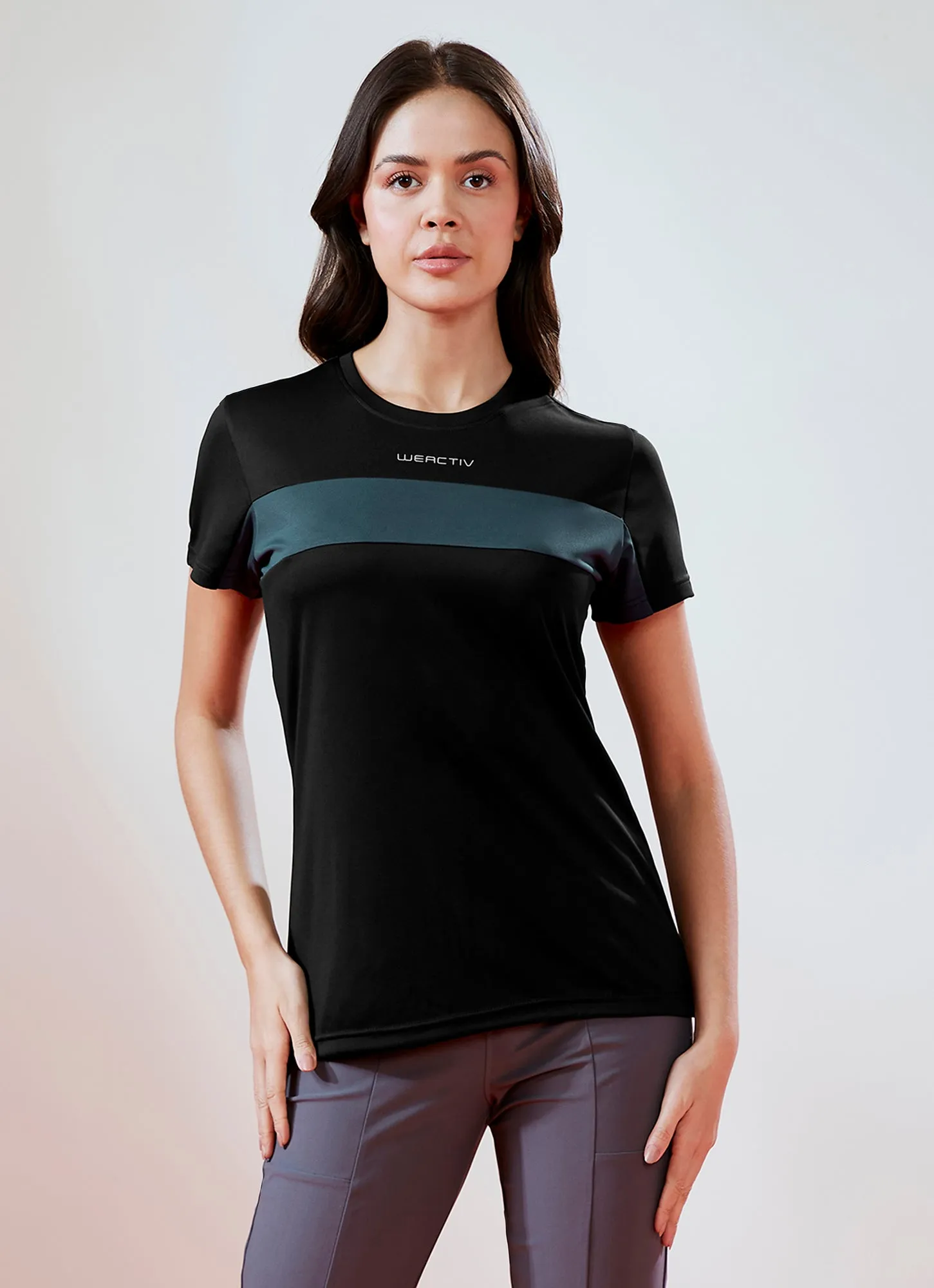 Women Solid Slim Fit Round Neck T-shirt with TECHNO COOL Soft Wear