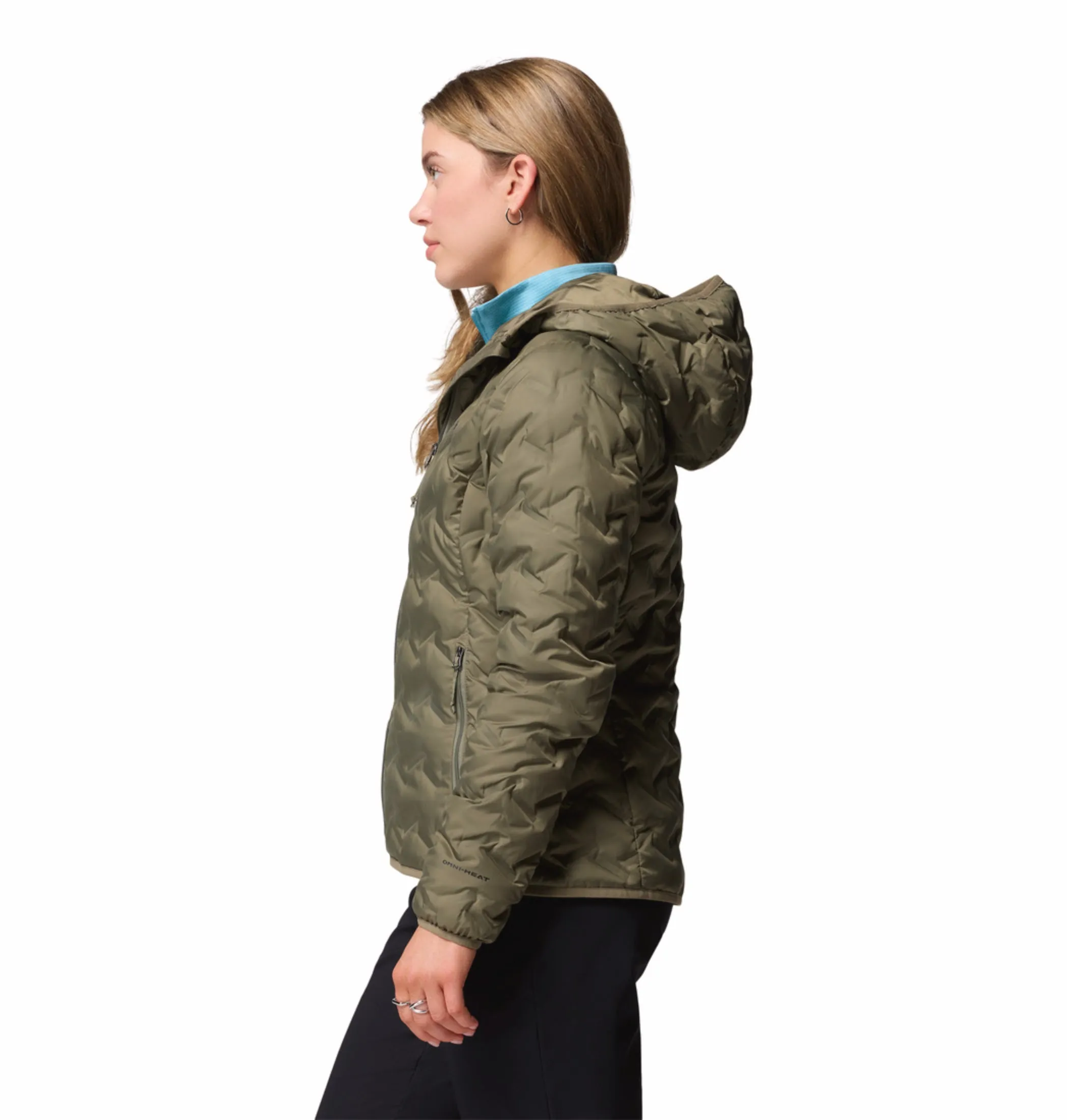 Ergonomic Shoulder Panels Columbia Women Green HEAT SEAL Delta Ridge II Down Jacket