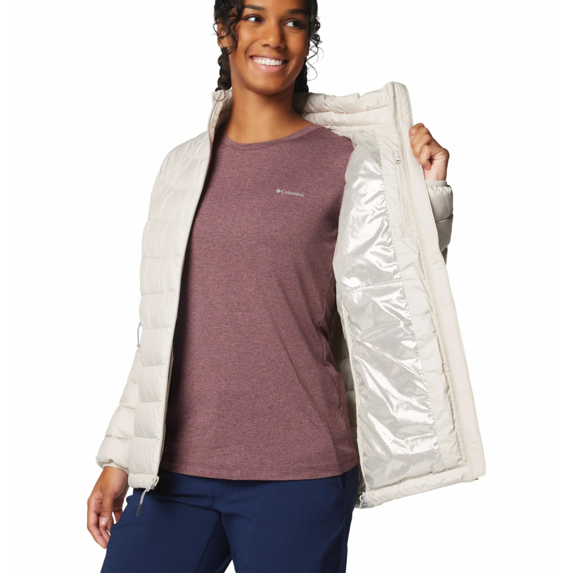 No Bulk Sport Mode Columbia Women Brown Powder Lite II Full Zip Jacket
