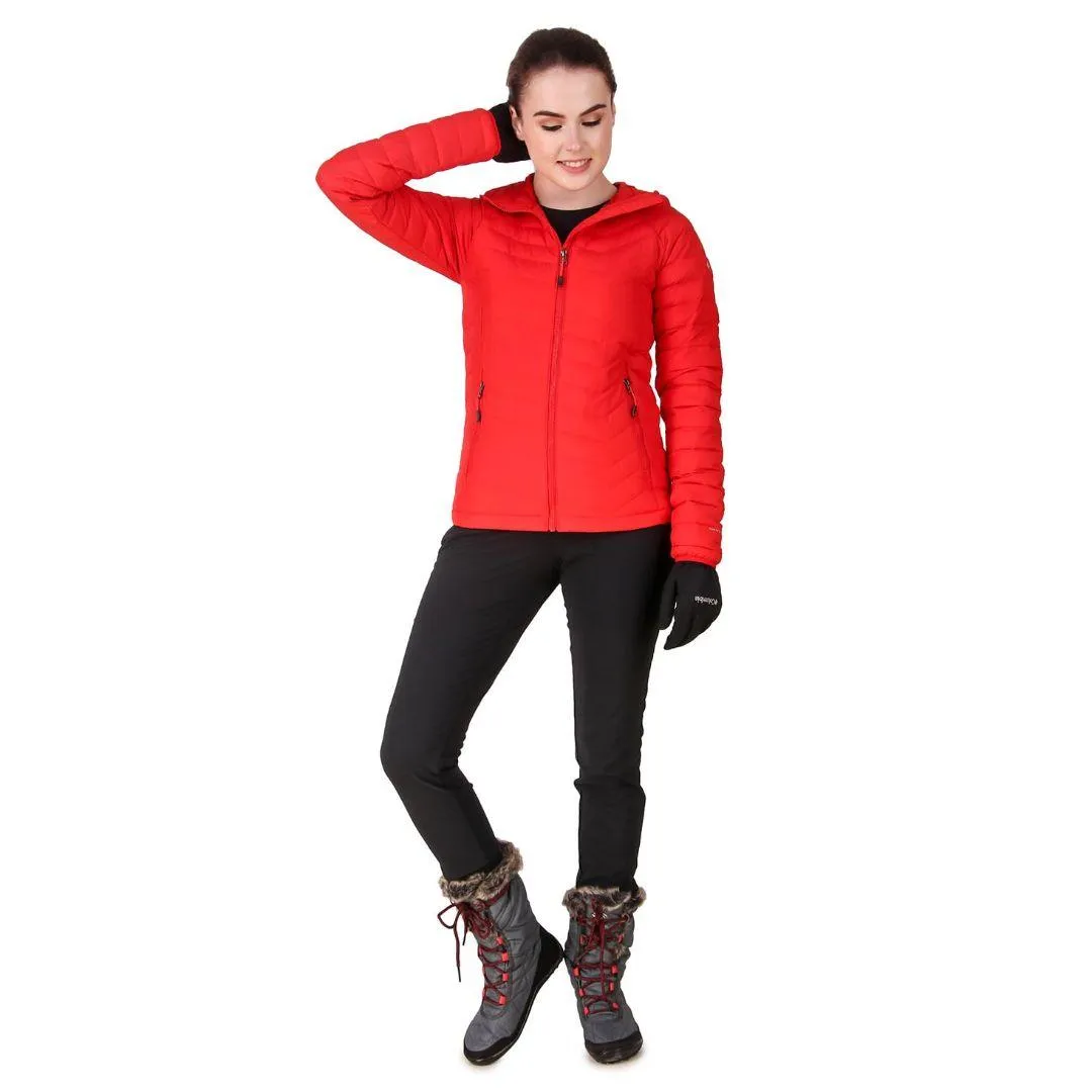 Columbia Women Red Powder Lite Hooded Jacket wallet Windproof Shell
