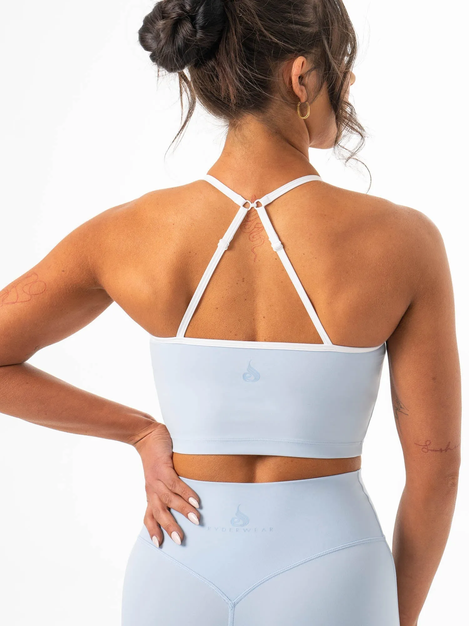 NKD Contrast Shelf Bra Tank - Sky Blue Stretch seams Soft seams