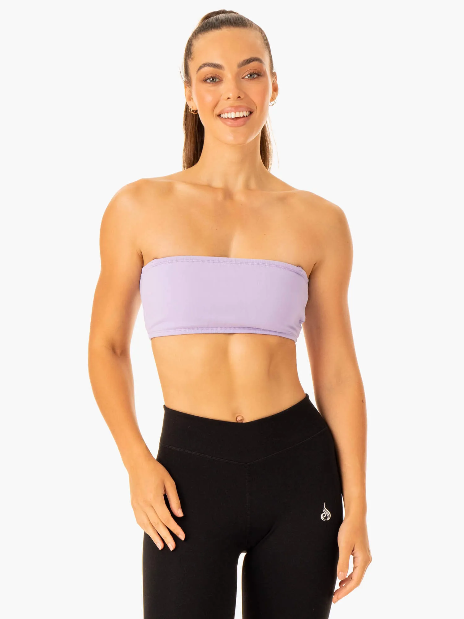 Buttoned seams Adjustable Closure Convertible Bandeau Sports Bra - Lavender