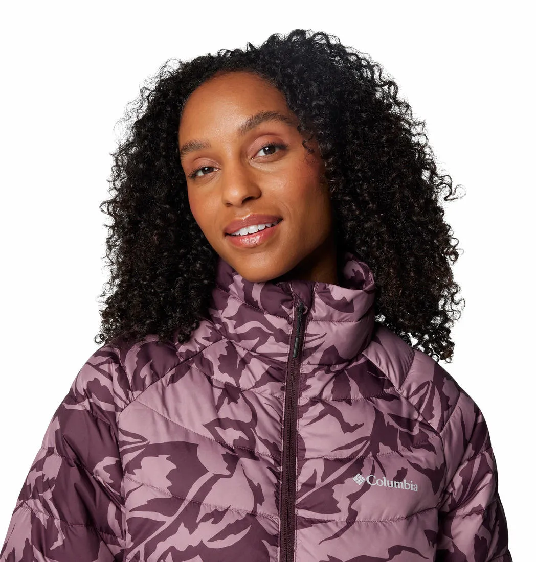 Columbia Women Red Powder Lite II Printed Full Zip Jacket Snow Day full-zip