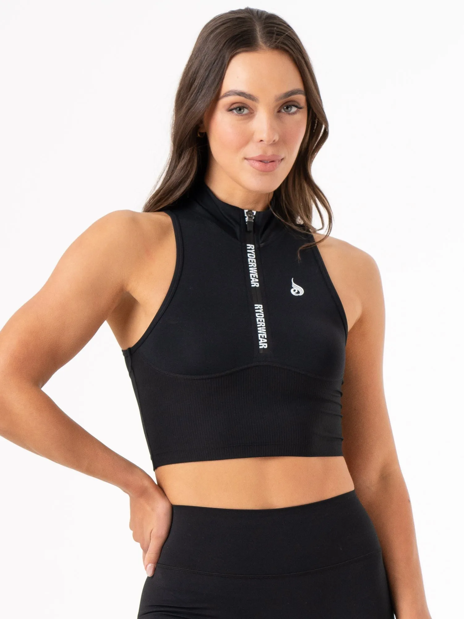 Light and Soft Breezy Comfort NKD 1/2 Zip Tank - Black