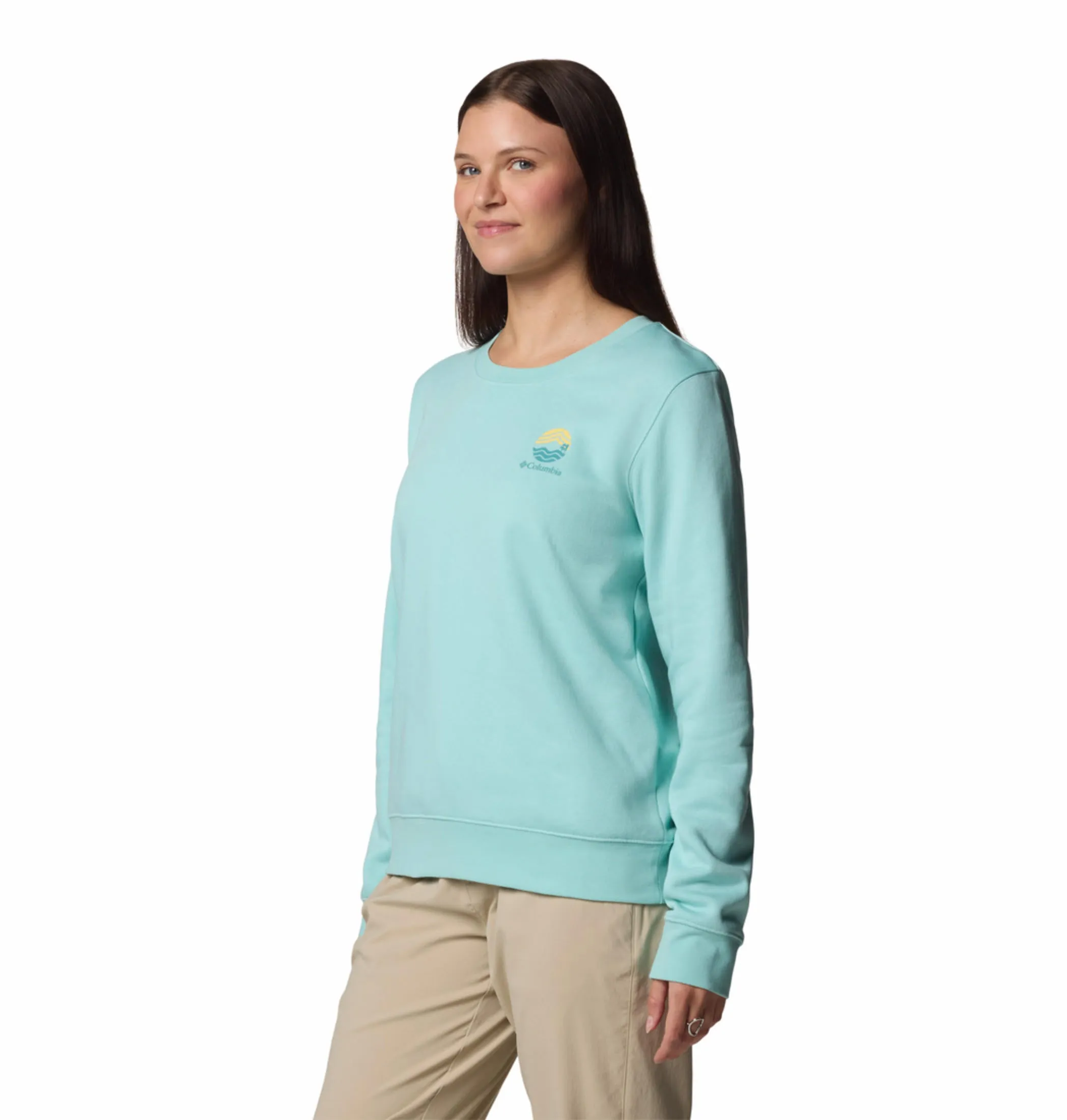 Columbia Women Blue Beaumount Graphic Crew Trendy Protection