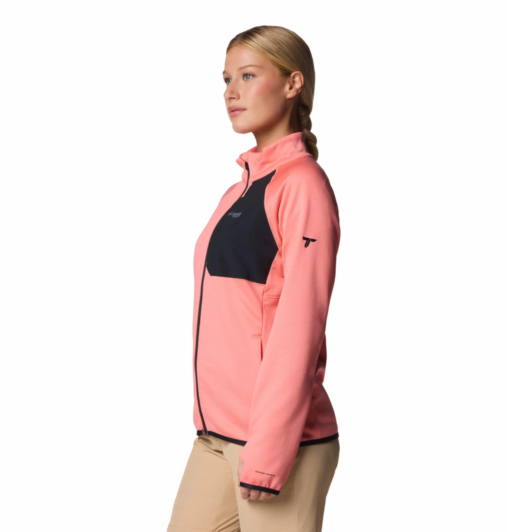 Water-Resistant Protection Cool Climate Columbia Women Pink Triple Canyon Grid Fleece FZ