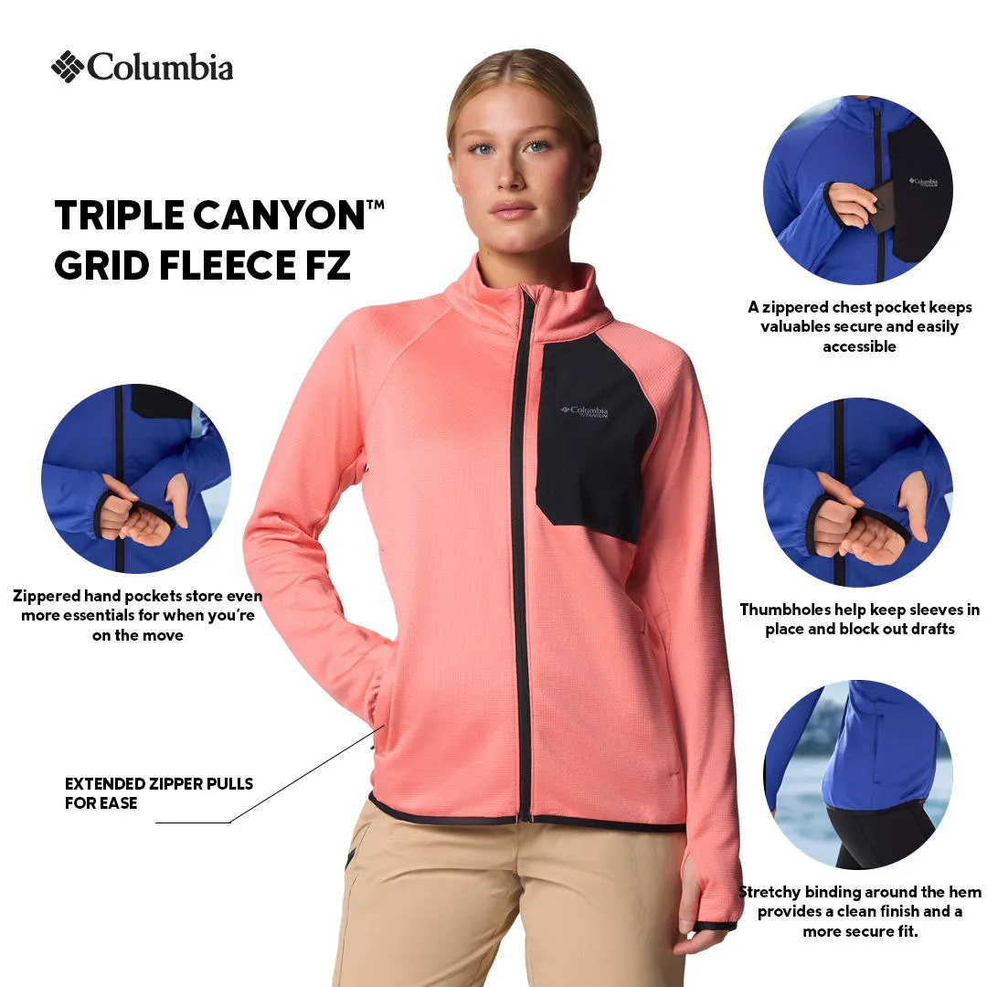 Finance Columbia Women Pink Triple Canyon Grid Fleece FZ