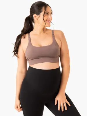Active Bump Sports Bra - Chocolate Stretchy Structure