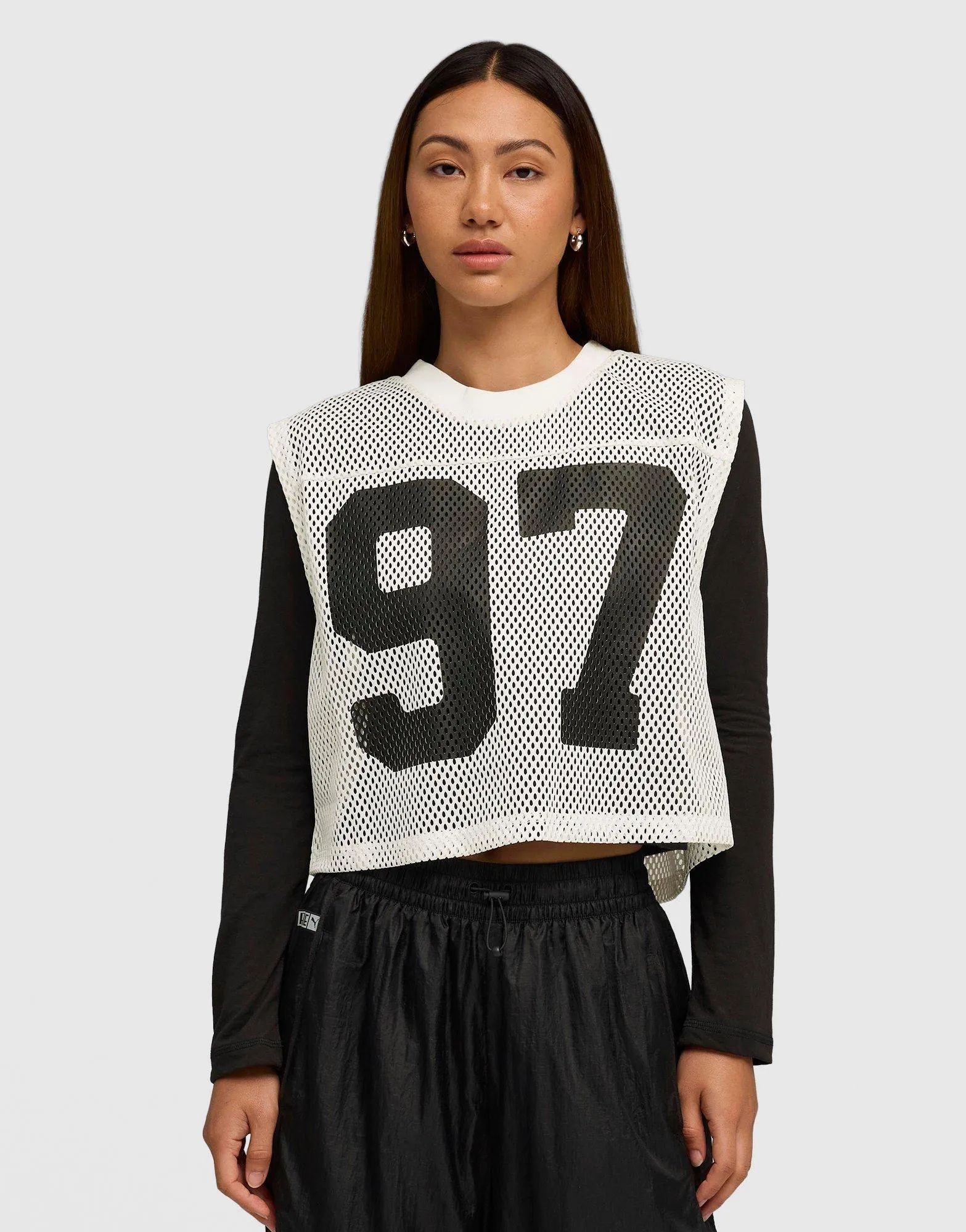 x ROS?? Relaxed Mesh Top Casual Comfort Look