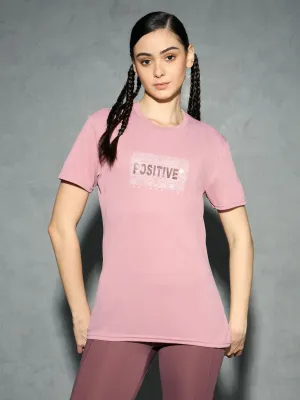 Breathable Comfort Fit Beaded details Women Printed Slim Fit Round Neck T-shirt with TECHNOCOOL 